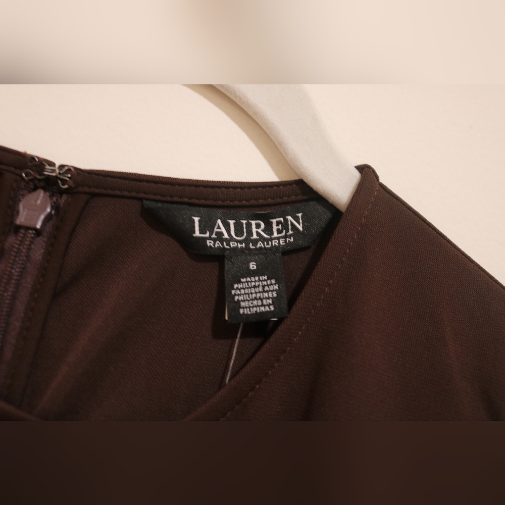 Lauren Ralph Lauren Women's Stretch Jersey Long-Sleeve Dress, Size 6 - Picture 9 of 15